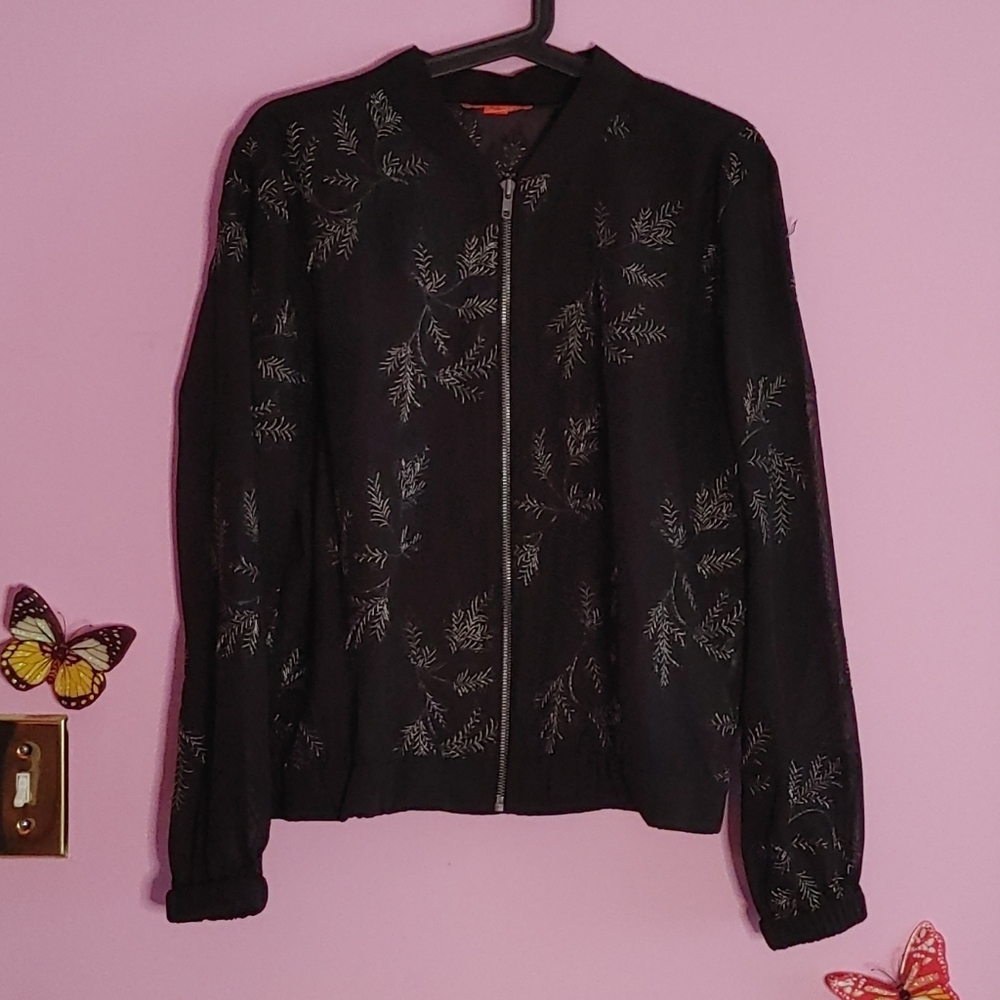 Black chiffon jacket with silver detailing